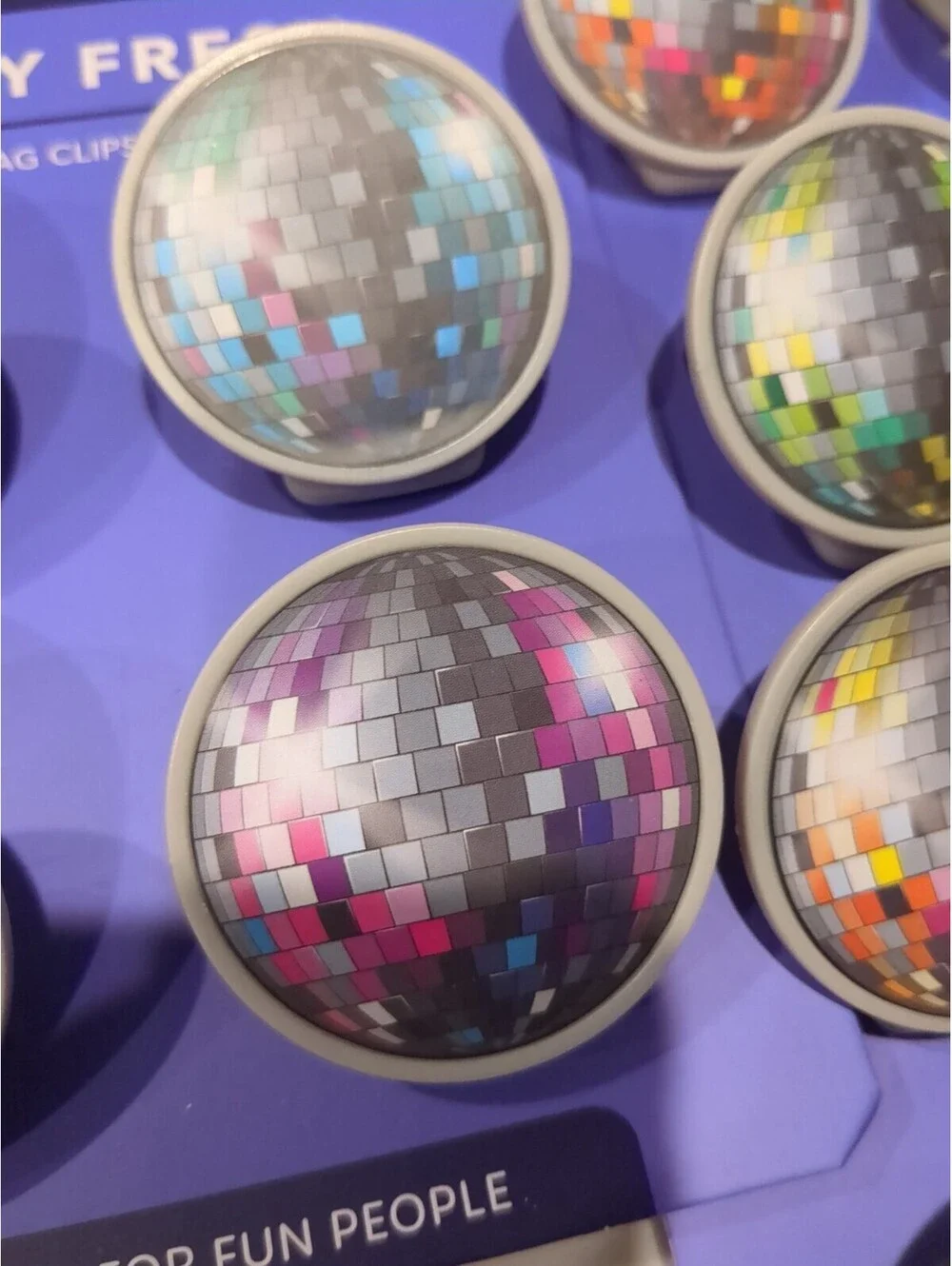 Lot Of 12 new Luckyoo Bag Clips ~ Disco Ball, Chip Clips